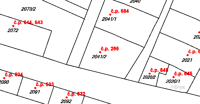 Vítkov 266 na parcele st. 2041/2 v KÚ Vítkov, Katastrální mapa