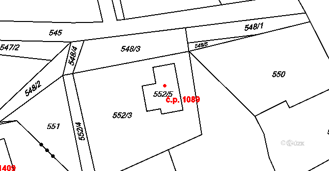 Vendryně 1089 na parcele st. 552/5 v KÚ Vendryně, Katastrální mapa