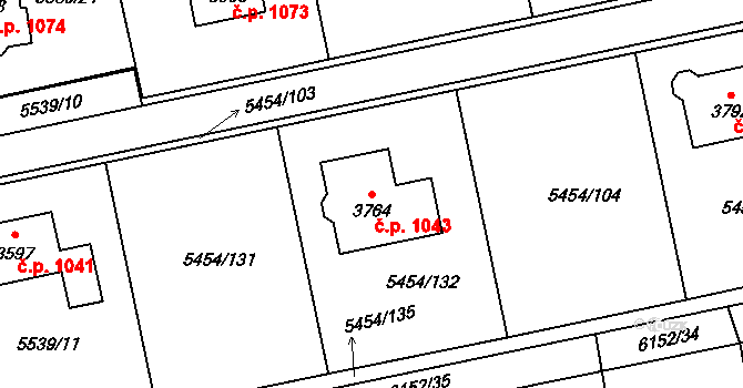 Horní Předměstí 1043, Polička na parcele st. 3764 v KÚ Polička, Katastrální mapa