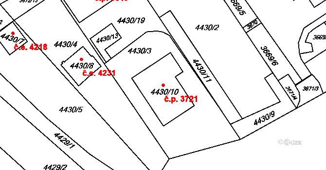 Znojmo 3721 na parcele st. 4430/10 v KÚ Znojmo-město, Katastrální mapa