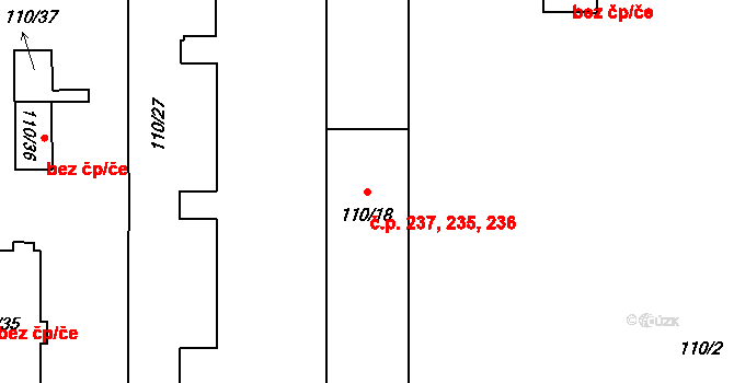 Dubina 235,236,237, Ostrava na parcele st. 110/18 v KÚ Dubina u Ostravy, Katastrální mapa