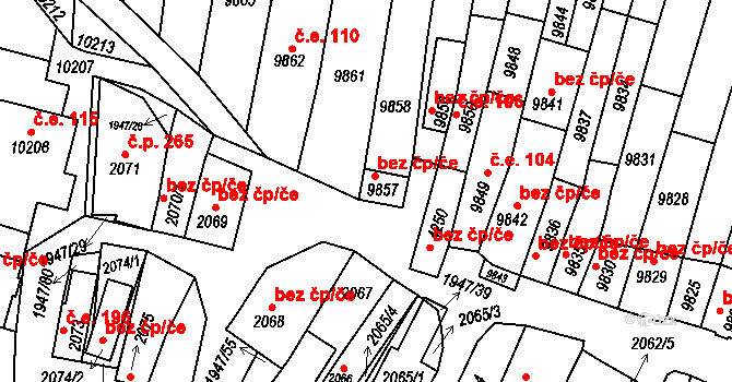 Mutěnice 38919630 na parcele st. 9857 v KÚ Mutěnice, Katastrální mapa