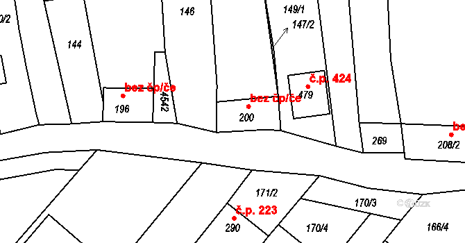 Mistřice 40625630 na parcele st. 200 v KÚ Mistřice I, Katastrální mapa