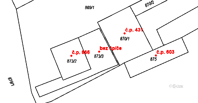 Rájec-Jestřebí 42060630 na parcele st. 873/3 v KÚ Rájec nad Svitavou, Katastrální mapa