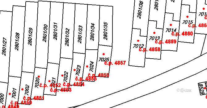 Zlín 4857 na parcele st. 7025 v KÚ Zlín, Katastrální mapa