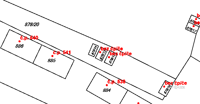 Ostrava 43883630 na parcele st. 878/13 v KÚ Kunčičky, Katastrální mapa