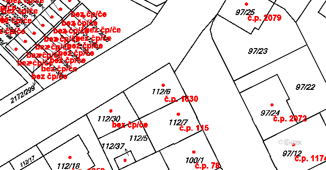 Předměstí 1630, Opava na parcele st. 112/6 v KÚ Opava-Předměstí, Katastrální mapa