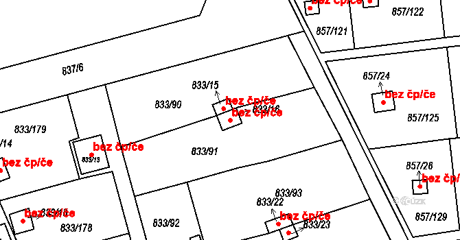 Teplice 45115630 na parcele st. 833/16 v KÚ Teplice-Řetenice, Katastrální mapa