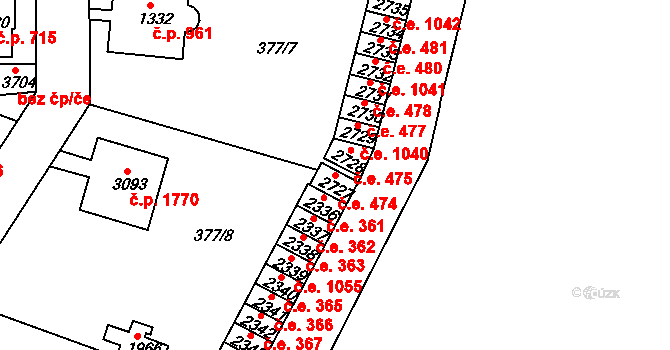 Náchod 474 na parcele st. 2727 v KÚ Náchod, Katastrální mapa