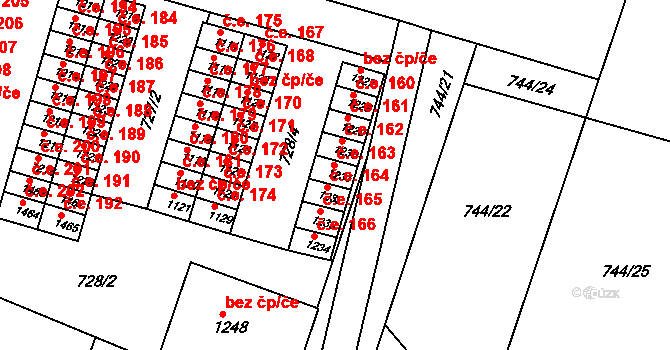 Litovel 163 na parcele st. 1231 v KÚ Litovel, Katastrální mapa
