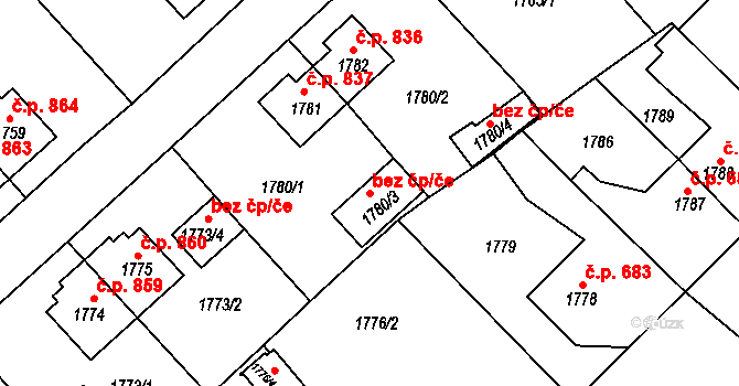 Týniště nad Orlicí 48570630 na parcele st. 1780/3 v KÚ Týniště nad Orlicí, Katastrální mapa