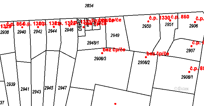 Česká Lípa 48790630 na parcele st. 2908/3 v KÚ Česká Lípa, Katastrální mapa