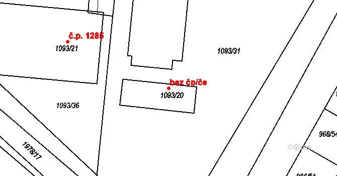 Svatobořice-Mistřín 49872630 na parcele st. 1093/20 v KÚ Mistřín, Katastrální mapa