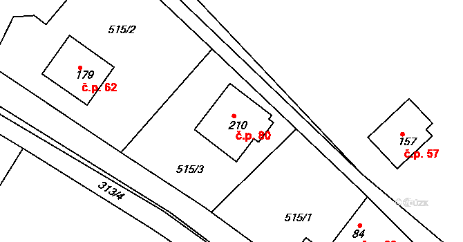 Mrzkovice 80, Světlá nad Sázavou na parcele st. 210 v KÚ Mrzkovice, Katastrální mapa