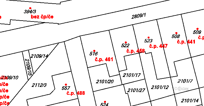 Choceň 461 na parcele st. 516 v KÚ Choceň, Katastrální mapa