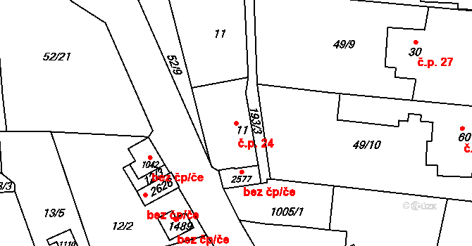 Lobeček 24, Kralupy nad Vltavou na parcele st. 11 v KÚ Lobeček, Katastrální mapa
