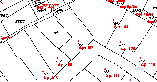 Sušice I 107, Sušice na parcele st. 163 v KÚ Sušice nad Otavou, Katastrální mapa