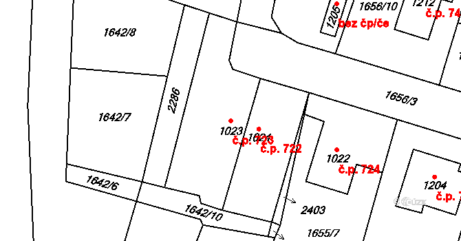 Heřmanův Městec 723 na parcele st. 1023 v KÚ Heřmanův Městec, Katastrální mapa