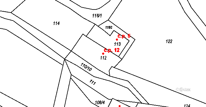 Sychotín 12, Kunštát na parcele st. 112 v KÚ Sychotín, Katastrální mapa
