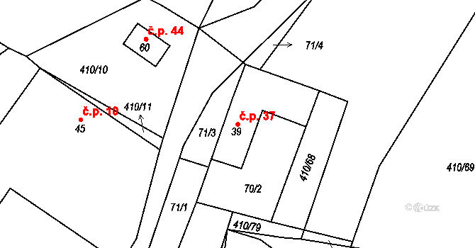 Velká Ves 37, Lukavec na parcele st. 39 v KÚ Velká Ves, Katastrální mapa