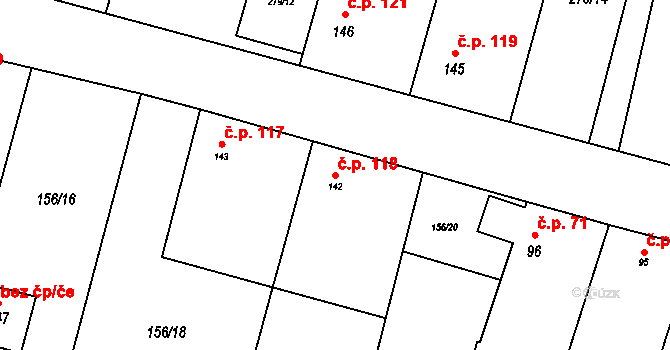 Strojetice 118, Kryry na parcele st. 142 v KÚ Strojetice u Podbořan, Katastrální mapa
