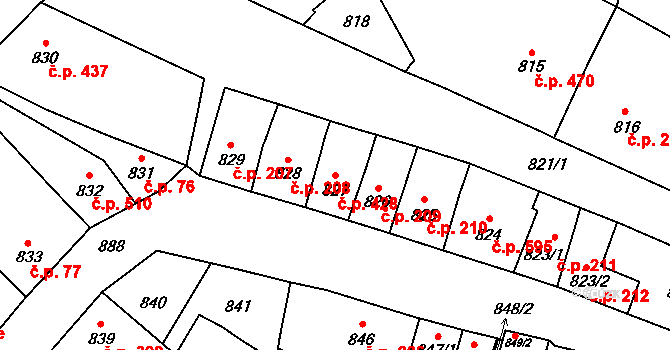 Podivín 428 na parcele st. 827 v KÚ Podivín, Katastrální mapa