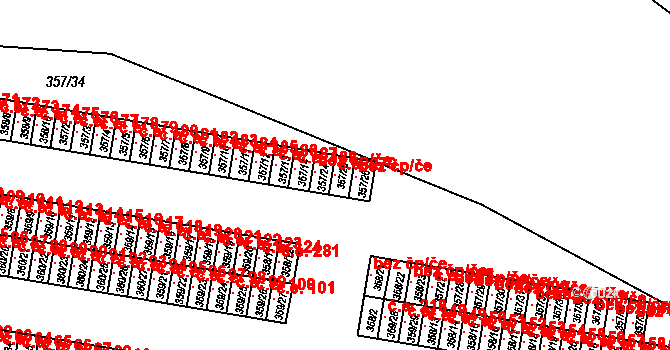 Rousínov 279 na parcele st. 357/25 v KÚ Rousínov u Vyškova, Katastrální mapa