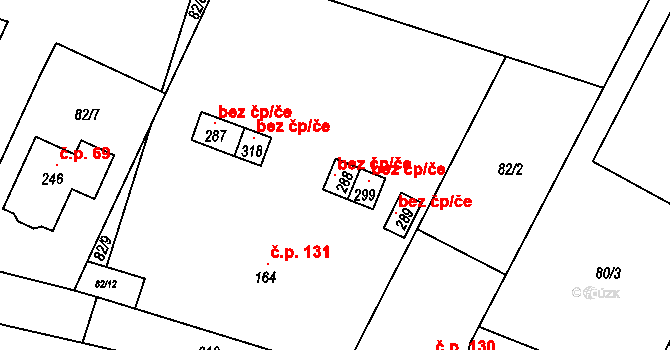 Litovel 102595631 na parcele st. 288 v KÚ Nasobůrky, Katastrální mapa