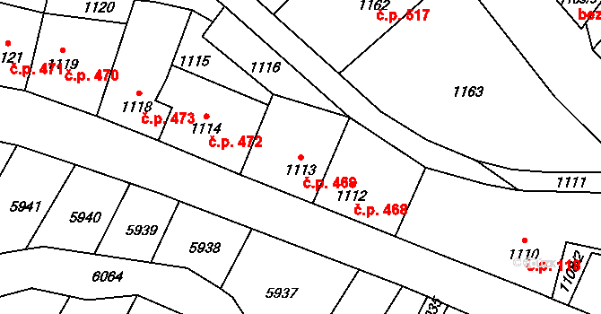 Konice 469 na parcele st. 1113 v KÚ Konice, Katastrální mapa