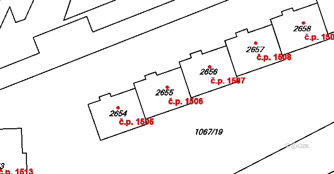 Hranice I-Město 1506, Hranice na parcele st. 2655 v KÚ Hranice, Katastrální mapa