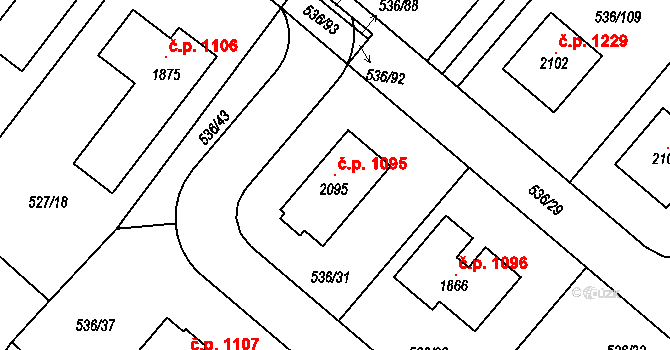 Kostelec nad Labem 1095 na parcele st. 2095 v KÚ Kostelec nad Labem, Katastrální mapa
