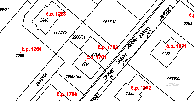 Rosice 1702 na parcele st. 2819 v KÚ Rosice u Brna, Katastrální mapa