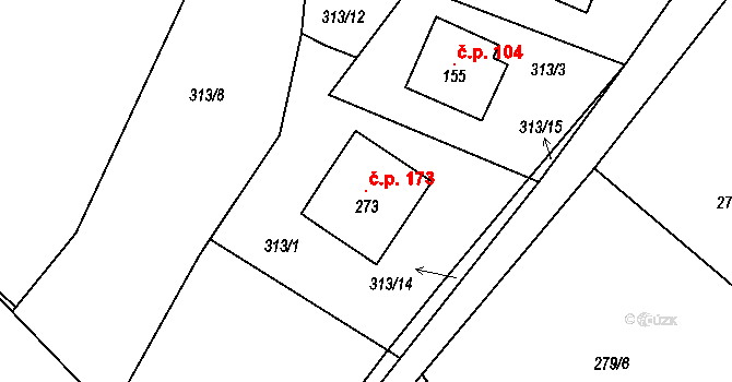 Hájov 173, Příbor na parcele st. 273 v KÚ Hájov, Katastrální mapa
