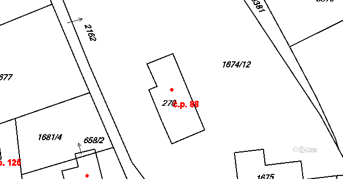 Huntířov 88, Skuhrov na parcele st. 270 v KÚ Skuhrov u Železného Brodu, Katastrální mapa