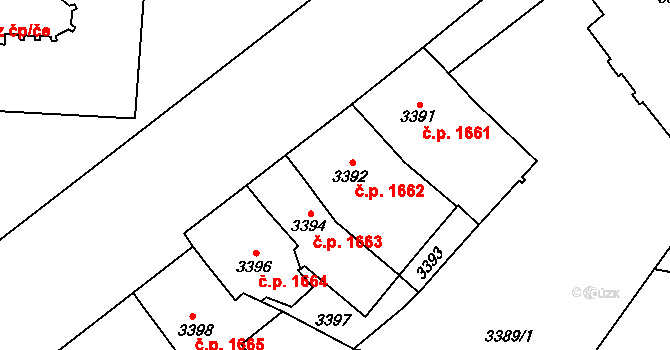 Jihlava 1662 na parcele st. 3392/3 v KÚ Jihlava, Katastrální mapa