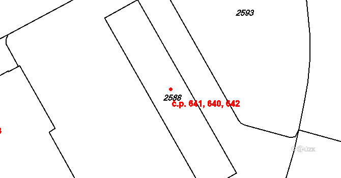 Lyžbice 640,641,642, Třinec na parcele st. 2588 v KÚ Lyžbice, Katastrální mapa