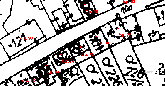 Klobuky 75 na parcele st. 94 v KÚ Klobuky, Katastrální mapa