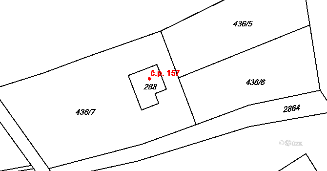 Heřmanice v Podještědí 157, Jablonné v Podještědí na parcele st. 288 v KÚ Heřmanice v Podještědí, Katastrální mapa
