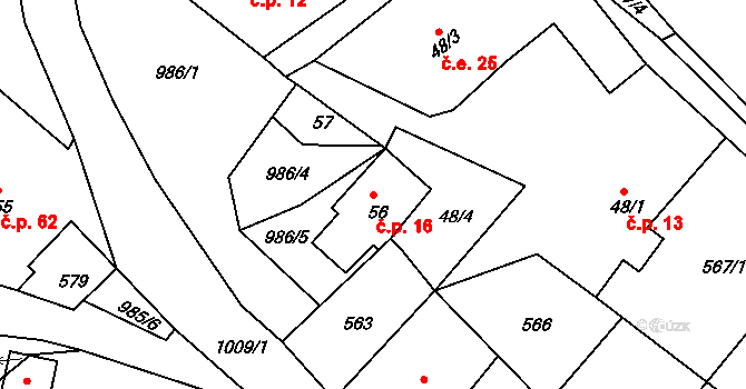 Svojkov 16 na parcele st. 56 v KÚ Svojkov, Katastrální mapa