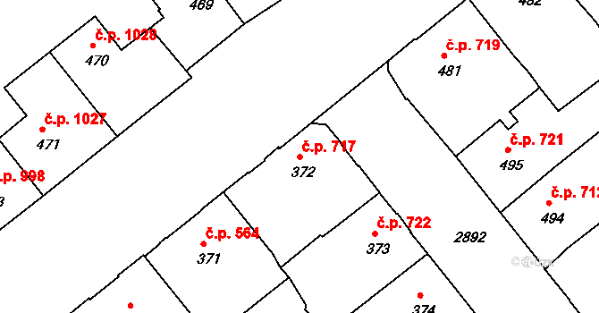 Děčín I-Děčín 717, Děčín na parcele st. 372 v KÚ Děčín, Katastrální mapa