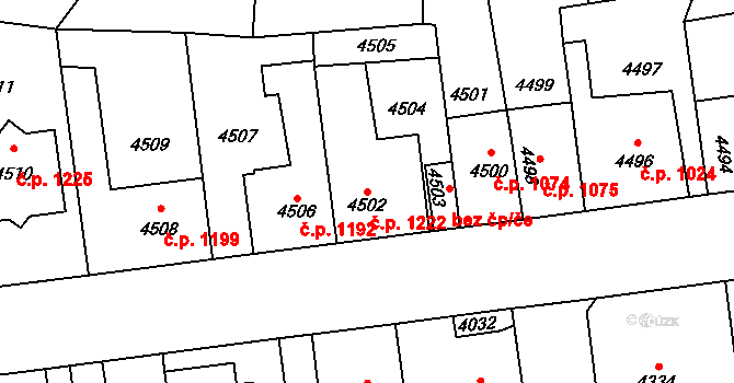 Kročehlavy 1222, Kladno na parcele st. 4502 v KÚ Kročehlavy, Katastrální mapa