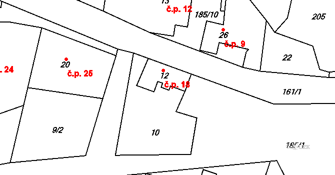 Máslovice 18 na parcele st. 12 v KÚ Máslovice, Katastrální mapa