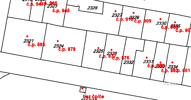 Tachov 877 na parcele st. 2325 v KÚ Tachov, Katastrální mapa