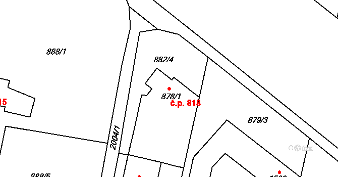 Třebechovice pod Orebem 818 na parcele st. 878/1 v KÚ Třebechovice pod Orebem, Katastrální mapa