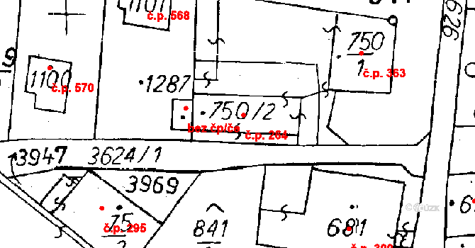 Cvikov II 264, Cvikov na parcele st. 750/2 v KÚ Cvikov, Katastrální mapa