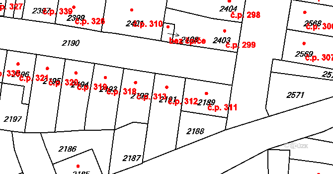 Mimoň I 312, Mimoň na parcele st. 2191 v KÚ Mimoň, Katastrální mapa