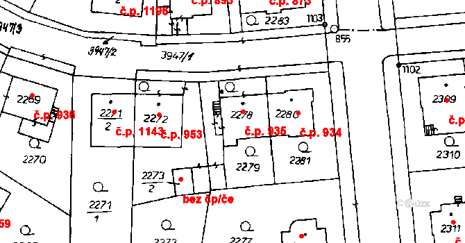Poděbrady III 935, Poděbrady na parcele st. 2278 v KÚ Poděbrady, Katastrální mapa