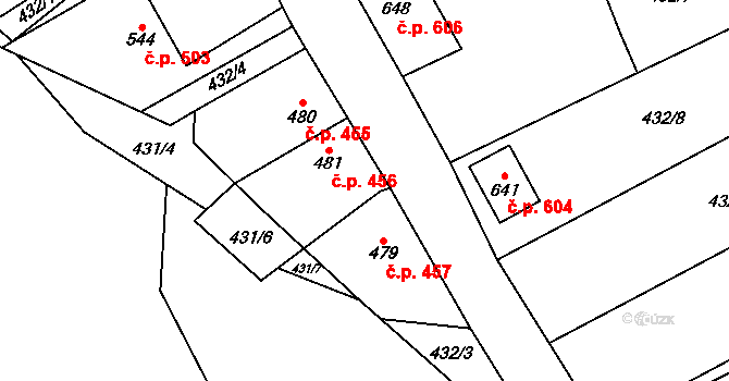 Kovářská 457 na parcele st. 479 v KÚ Kovářská, Katastrální mapa