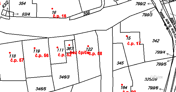 Maršov 58, Krupka na parcele st. 122 v KÚ Maršov u Krupky, Katastrální mapa