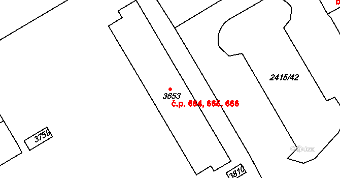 Chrudim II 664,665,666, Chrudim na parcele st. 3653 v KÚ Chrudim, Katastrální mapa